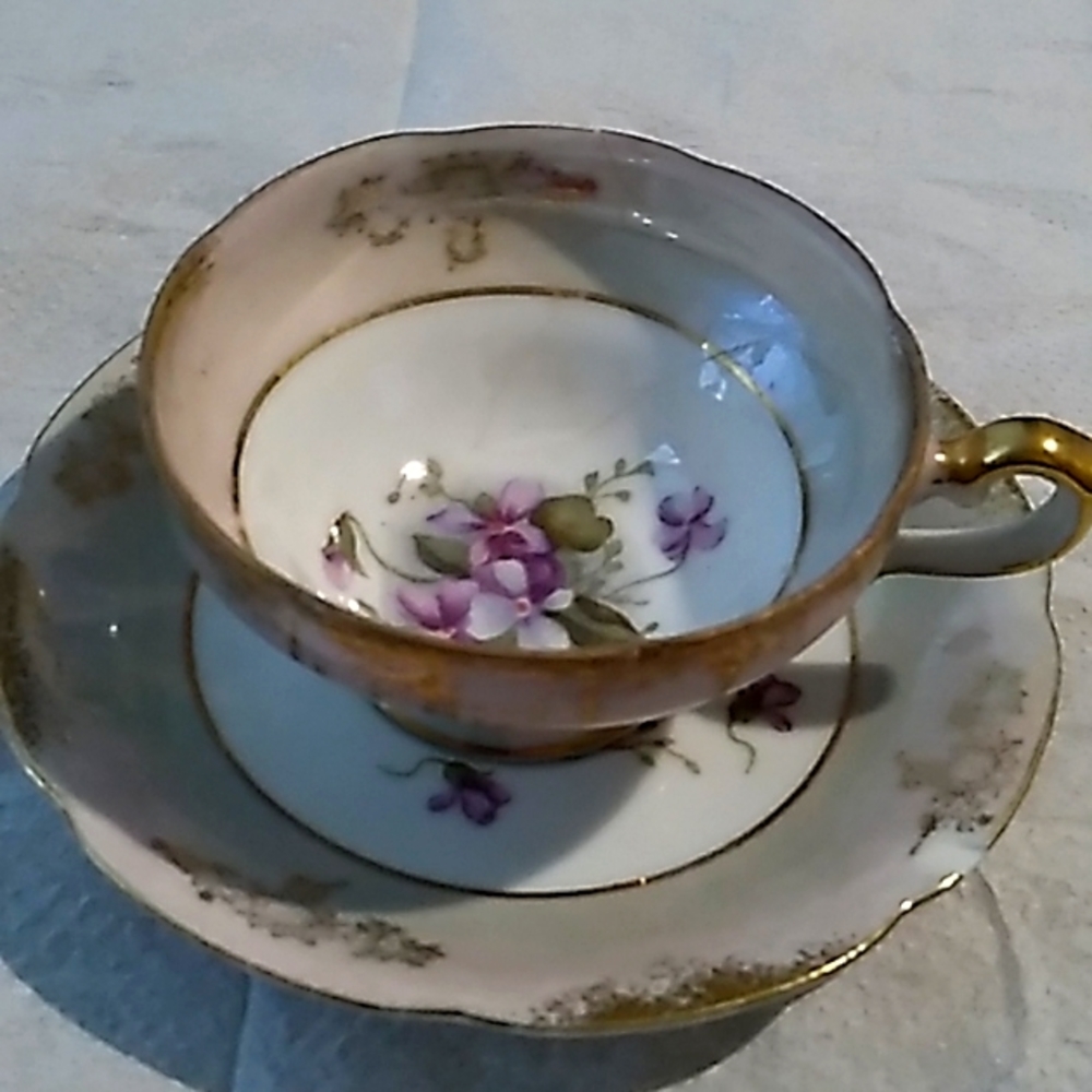 Antique bone china dimitas teacup and saucer